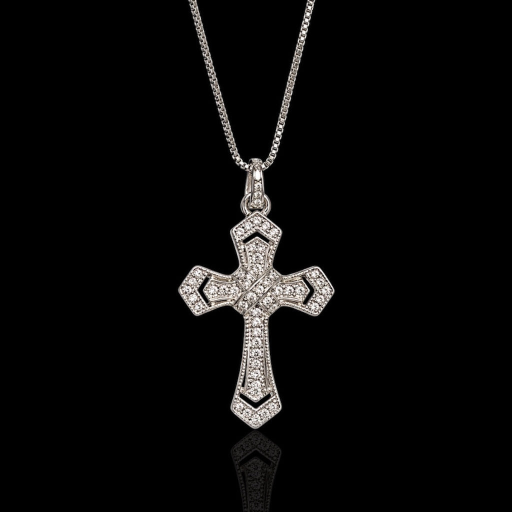 Collanina croce pavè argento 925