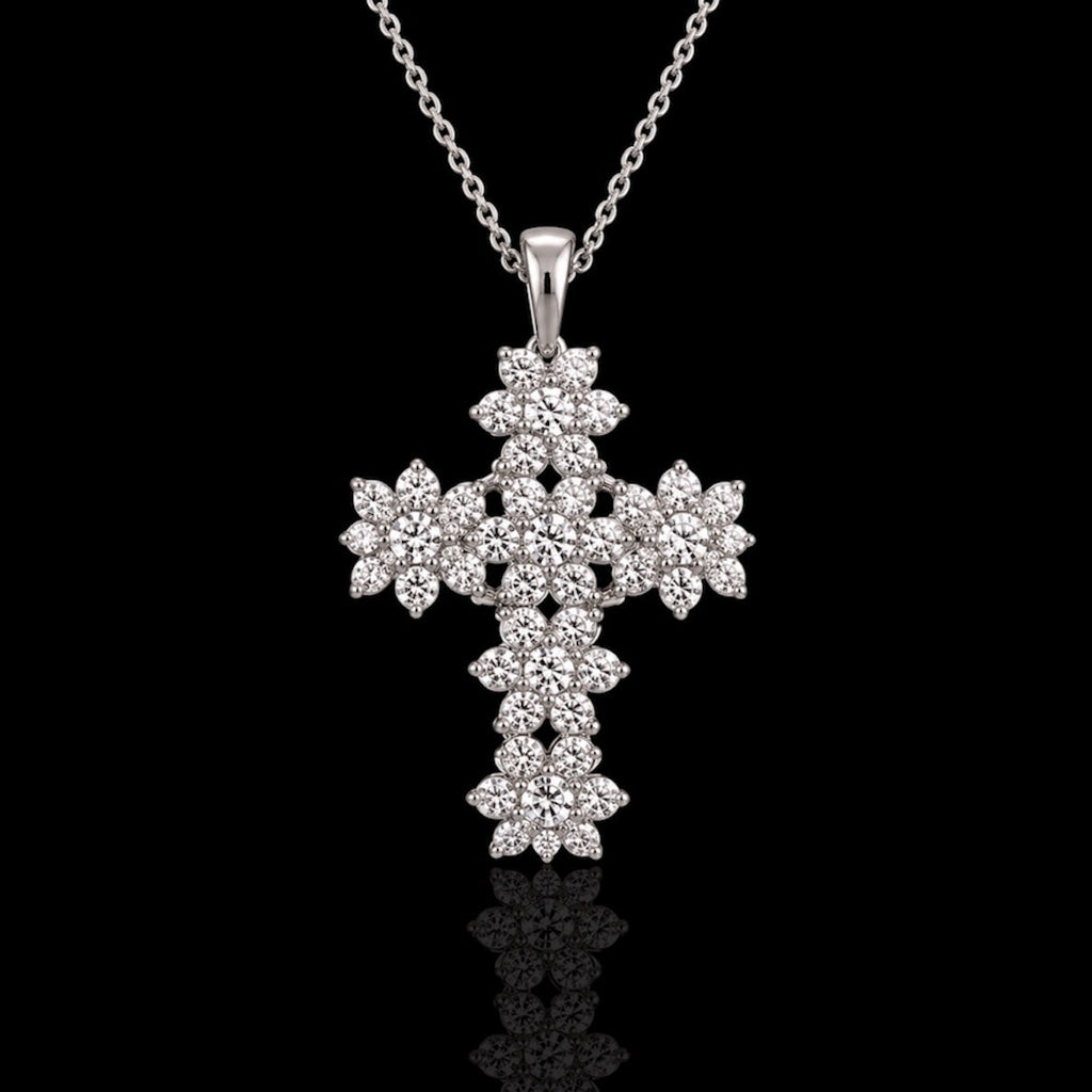 Collanina croce fiorita argento 925