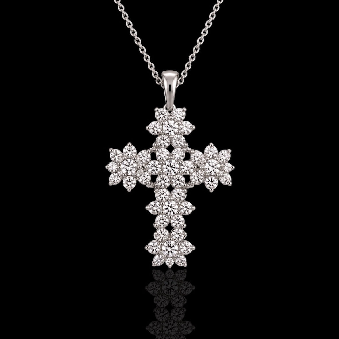 Collanina croce fiorita argento 925