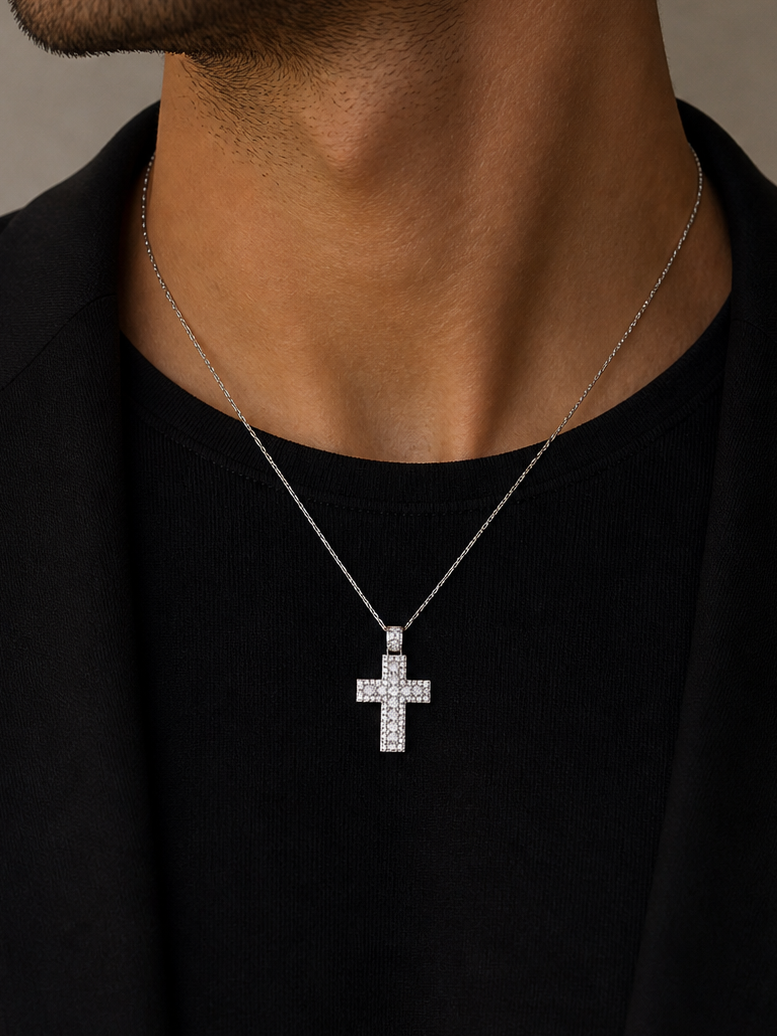 Collanina croce diamantata argento 925
