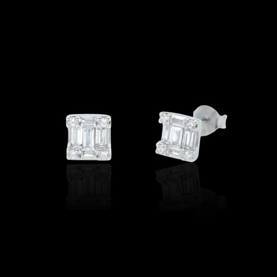 Orecchini taglio baguette argento 925